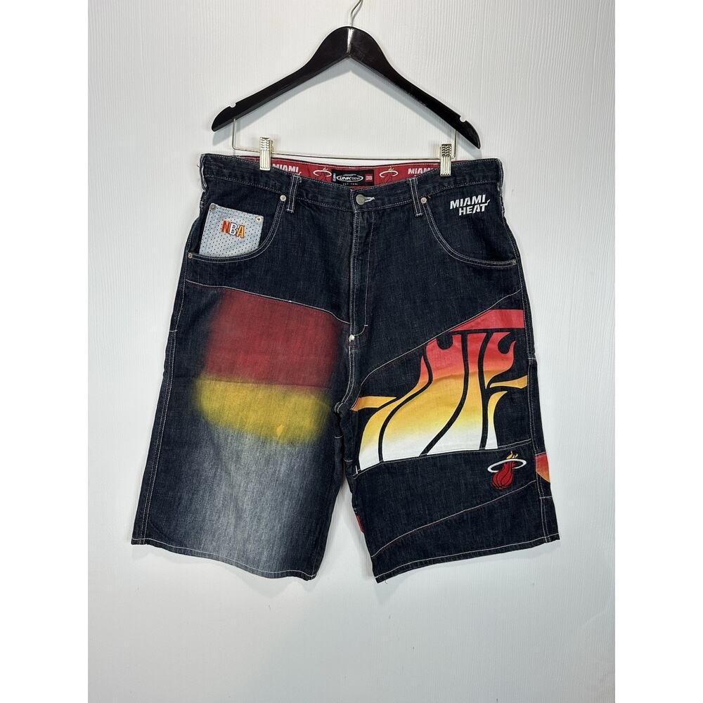 Vintage UNK Miami Heat Denim Flame Jean Shorts Jorts Size 38
